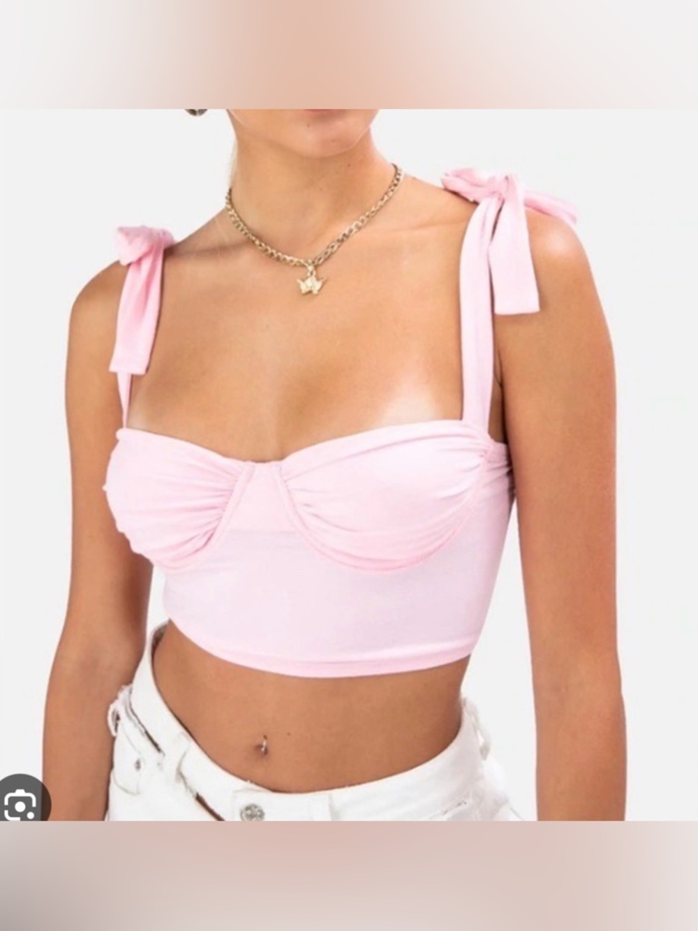 Adika Pink Tie-Shoulder Crop Top